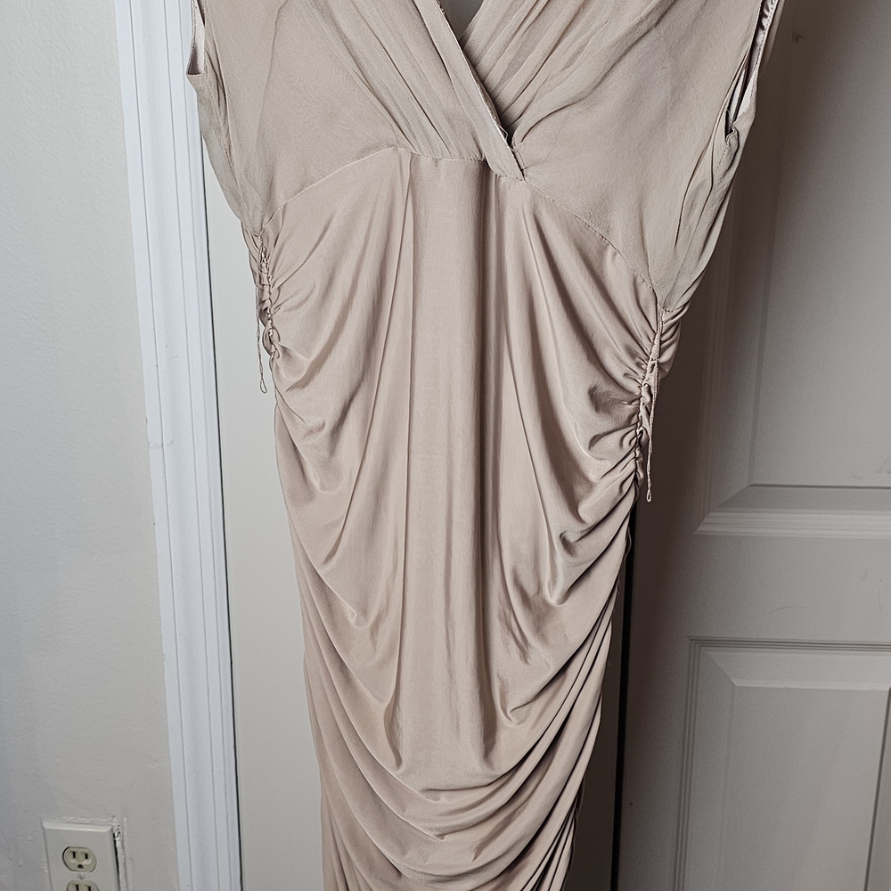 Elegant Beige Draped Dress